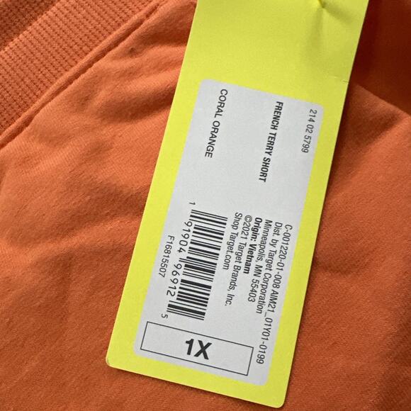 NWT All In Motion French Terry Mid Rise Shorts With Pockets Coral Orange Size 1X - Picture 4 of 11